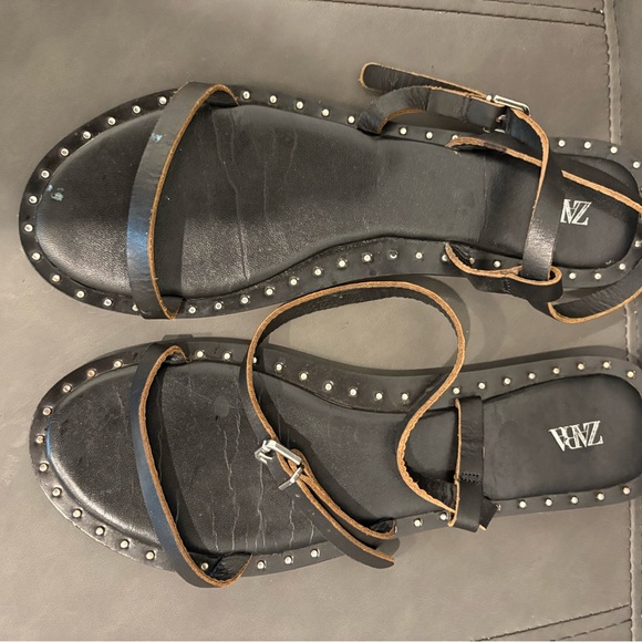 Zara Black studded Sandals - Picture 1 of 3